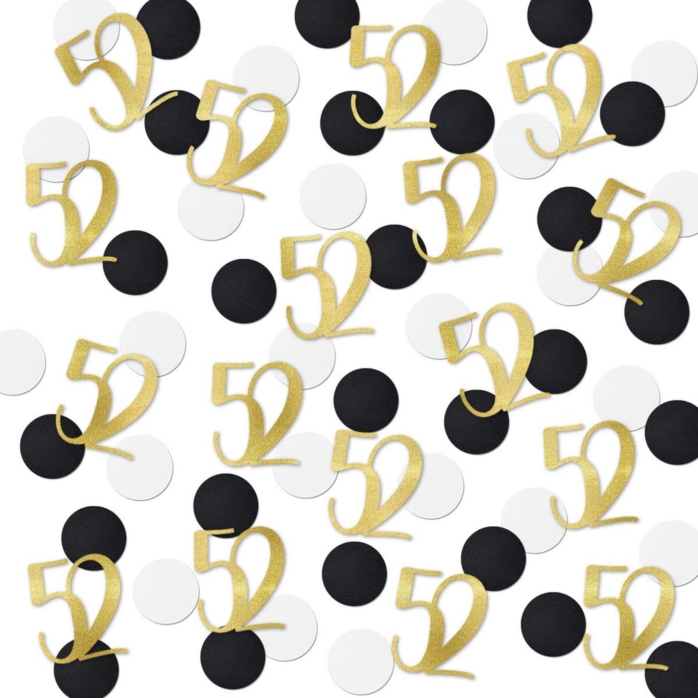 200 PCS Gold Glitter 52nd Birthday Anniversary Number 52 Table Confetti