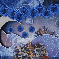 Blue Party Hanging Paper Fans DIY Set，12pcs Set Hanging…