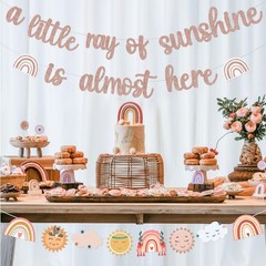 Boho Rainbow Baby Shower Decorations Banner, a Little Ray of Sunshine Is Most…