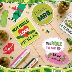 25pcs Pickle Bachelorette Photo Booth Props Last Funny Pickle Shell Ever Tick…