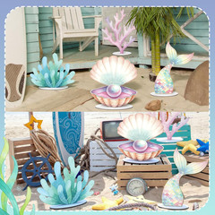 4 Pcs Large Mermaid Birthday Decorations Mermaids Photo Booths Props under the S