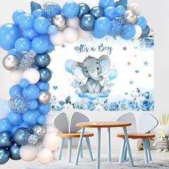 Blue Elephant Baby Shower Decorations Boy – Blue Balloon Garland Kit,Baby Box…