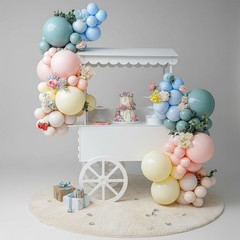 Pastel Pink, Green & Blue Balloon Garland Arch Kit – 180-Piece Sage, Pink, Bl…