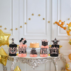 65th Birthday Decorations for Women, 9PCS Vintage Honeycomb Centerpieces Table D