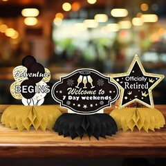 Retirement Party Decorations Centerpieces Black Gold 9pcs for Table Festive E…
