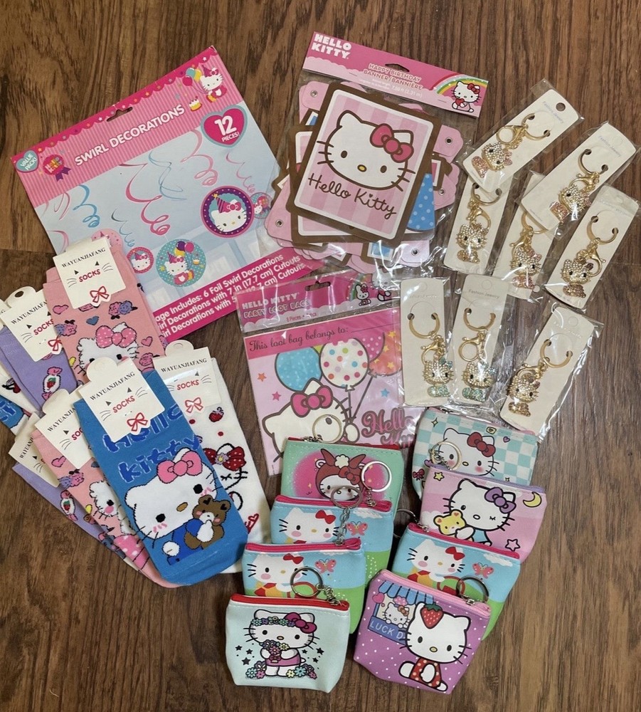 Hello Kitty Party Kit – 27 Pieces Birthday Party Decorations, Gift Bags & Prizes