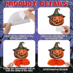 12 Pcs Vintage Halloween Honeycomb Orange, Black, Yellow, Green, White