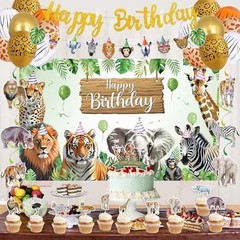 Safari Animals Birthday Party Decorations, Jungle Wild Animals Happy Birthday