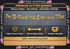 Retirement Banner Gold Glitter Pre-Strung Party Decor