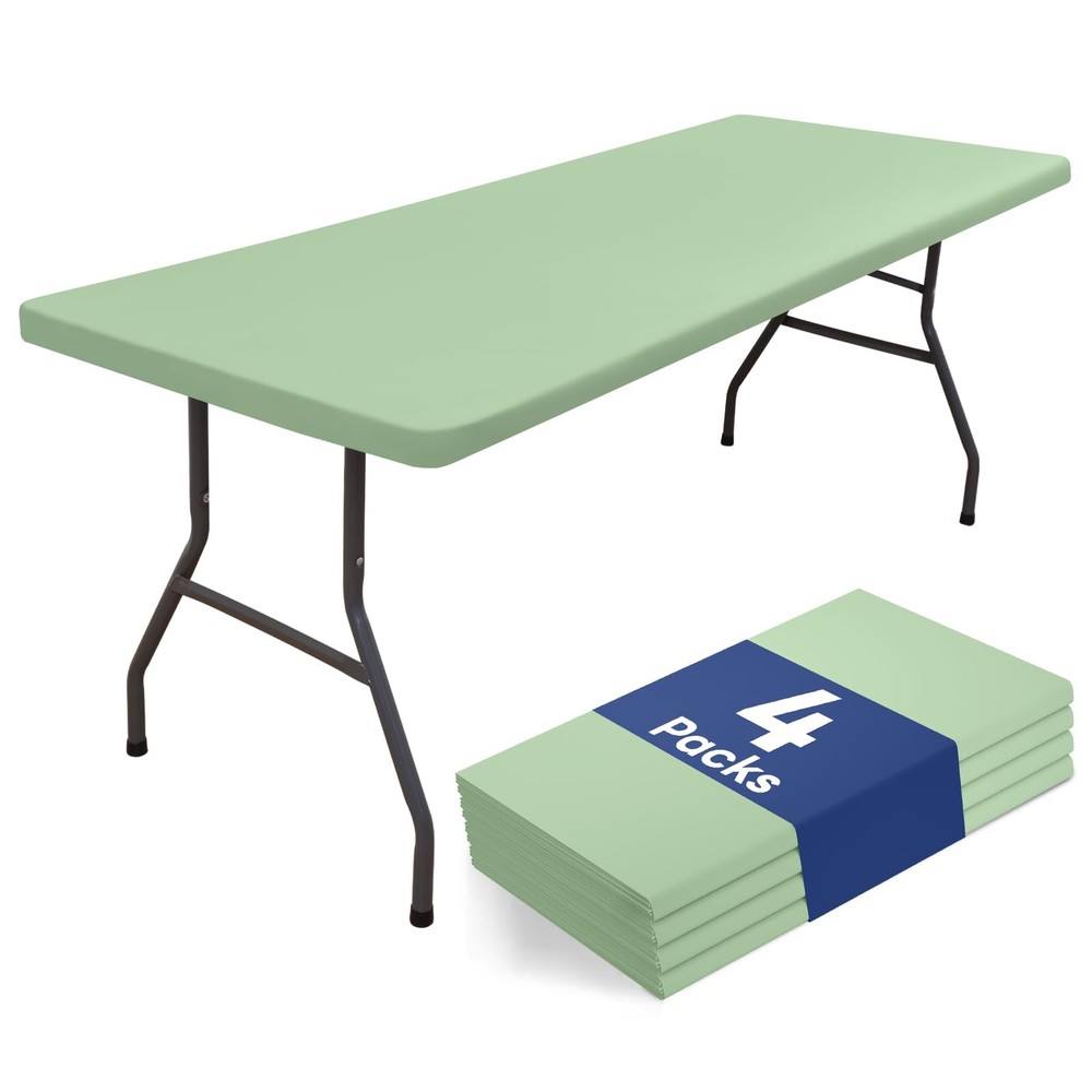 homing 4 Packs 8 Foot Rectangle Easter Table Cloth, Waterproof Polyester Elastic