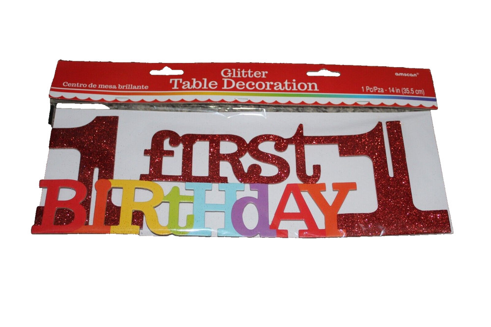1st Birthday Unisex Rainbow Glitter Table Decoration Tabletop Colorful
