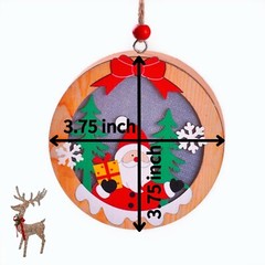 LED Christmas Tree Ornaments Decorative Wooden Santa Claus Charm Pendant Decor