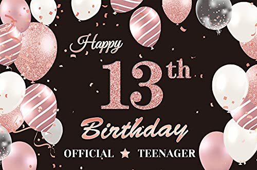 13th Birthday Party Decorations Girls Black and Rose Gold Happy 13th Birthday…