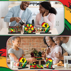 6 Pcs Juneteenth Table Decorations Black History Month Wooden Centerpieces Afric