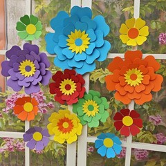 Rainbow Fiesta Decorations Multi-Color Paper Flower for Birthday Wedding Rain…