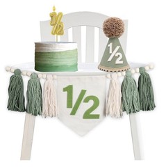 1/2 Birthday Boy Half Birthday Decorations High Chair Banner, 6 Month Tassel …