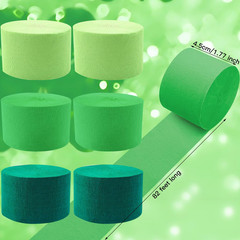 Green Crepe Paper Streamers 6 Rolls 492Ft, Crepe Paper Birthday Decorations Gree