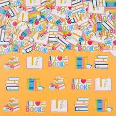 200 PCS Book Theme Confetti Groovy Hippie Paper Double Sided School Decor