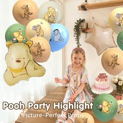 33Pcs Winnie Bear Balloons Large, 12Inches Neutral Vintage Pooh Bear Baby Sho…