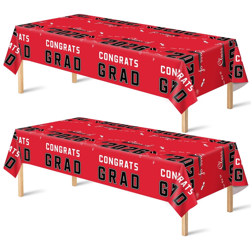 Graduation Party Decorations 2026 – Plastic Red Tablecloth for Graduation Decor.