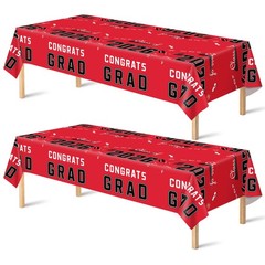 Graduation Party Decorations 2026 – Plastic Red Tablecloth for Graduation Decor.