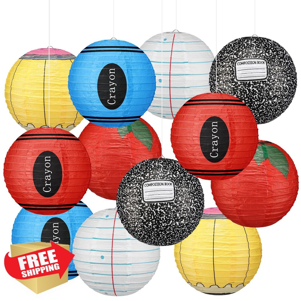 Retisee 12 Pcs 10 Inch Paper Lanterns Back to School