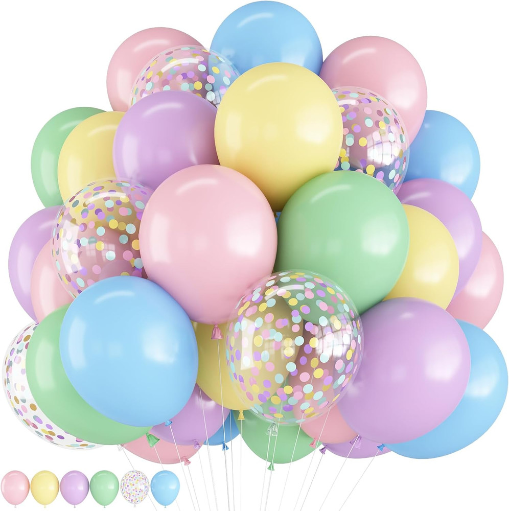 Pastel Balloons 12 Inch Macaron Pink Blue Green Purple Yellow Pastel Rainbow Lat