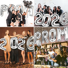 Prom 2026 Balloons Silver 32 Inch Giant – Prom 2026 Decorations Decor for Gradua