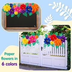 Large 20″ 10″ Colorful Tissue Flowers Giant Fiesta Pom Poms and Leaves, Mexic…