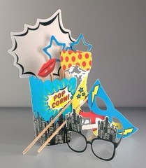 Ginger Ray Photo Booth Props Pop Art Superhero Party New York Brand New In Box.