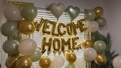 Welcome Home Decorations Sage Green Gold,Welcome Home Balloon Banner with Hea…
