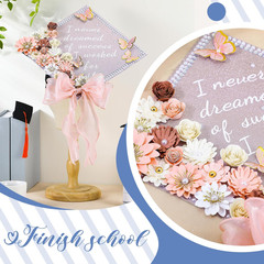 MotiMind 46 Pcs DIY Graduation Cap Decorations Kit Included Paper Flowers, 3D Bu