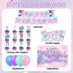 42Pcs Kpop Birthday Party Decor w. Backdrop,Toppers, Balloons, & BONUS Trays!