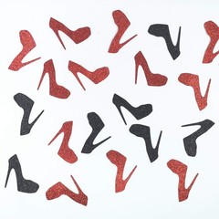100 PCS High Heel Glitter Paper Confetti Red Black Bachelorette Party Decor