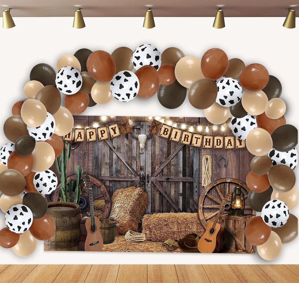 Western Cowboy Birthday Party Decorations, 65 Pcs Cowboy Balloons and Western Ba