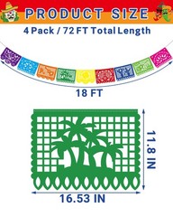 72 FT Fiesta Party Decorations, 4 Pack Cinco De Mayo Banner, Large Plastic Pa…