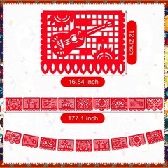 4 Pack 59 ft Mexican Papel Picado Banner Plastic Mexican Talavera Party Fiest…