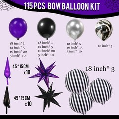 Purple and Black Silver Balloon Garland arch kit with Star foil Balloons for …