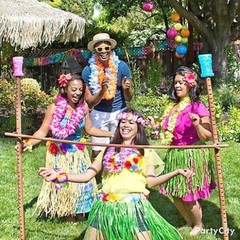 Transform Your Party with 2 Hibiscus Green 9ft Disposable Luau Table Skirts