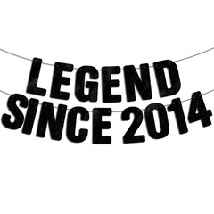 Pre-Strung Legend Since 2014 Black Glitter Banner, Happy 12th Birthday Decora…