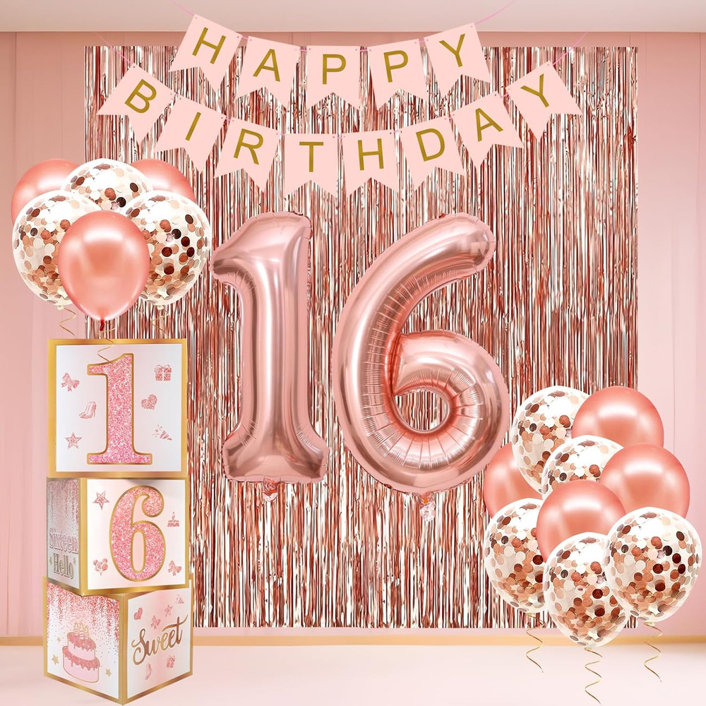 Sweet 16 Party Decorations,16Th Birthday Boxes Decor for Girls Women Sweet Sixte