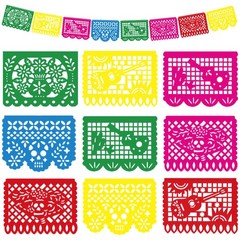 OHOME Dia De Los Muertos Decorations – Papel Picado Banner Streams Multicolor