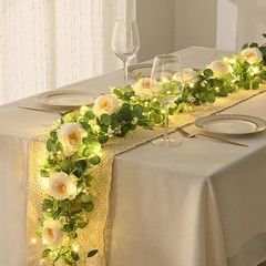 2Pcs 13Ft Artificial Eucalyptus Garlands with Flowers, Faux Floral Greenery