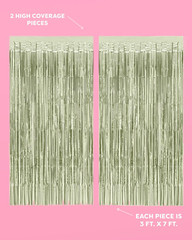 Party Decorations Sage Green Foil Curtain – Set of 2 | Bachelorette Party Suppli