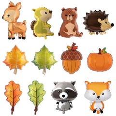 12Pcs Forest Animal Balloons, Woodland Baby Shower Decorations, Birthday Party D