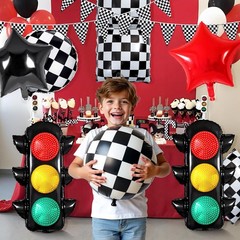 Race Car Birthday Party Decorations with Traffic Light Balloons,Automobile Pa…