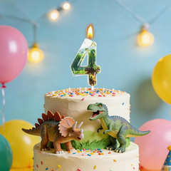 Dinosaur Birthday Candles, Dinosaur Party Decoration Supplies, Birthday Number C
