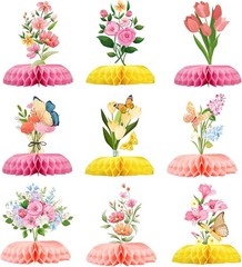 Spring Party Decorations 9 Pcs Butterfly Table Centerpieces, Flower Butterfly