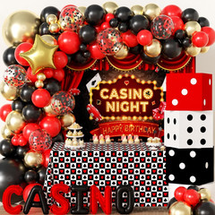 Casino Theme Birthday Party Decorations Party Backdrop, Foil Balloons, Balloons