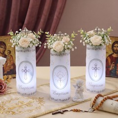 20 PCS 10 Sets Baptism Centerpieces Table Lantern Light Holders LED Candles